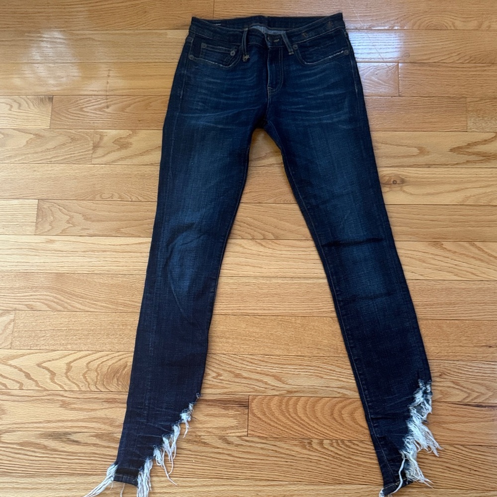 R13 Women's Dark Blue Distressed Skinny Jeans